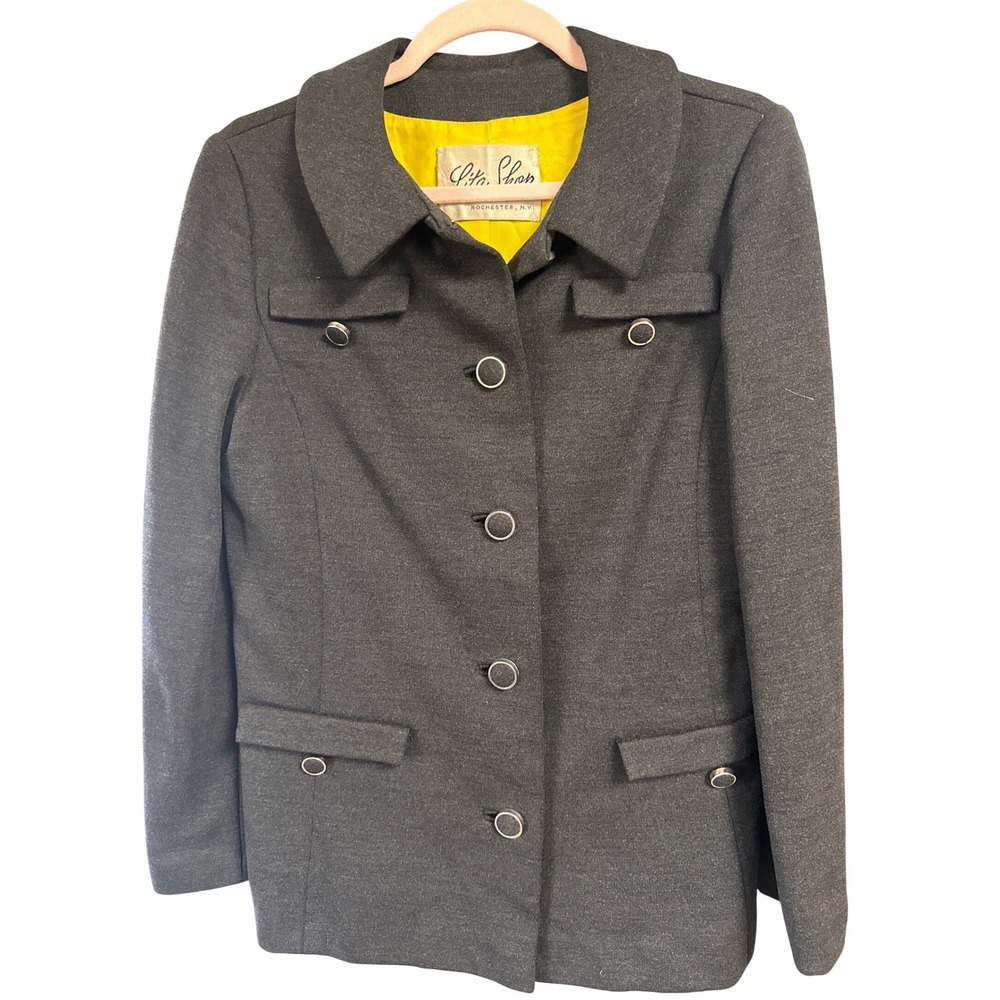 Vintage Lita Shop Rochester NY Gray Blazer‎ Jacket Button Front Career